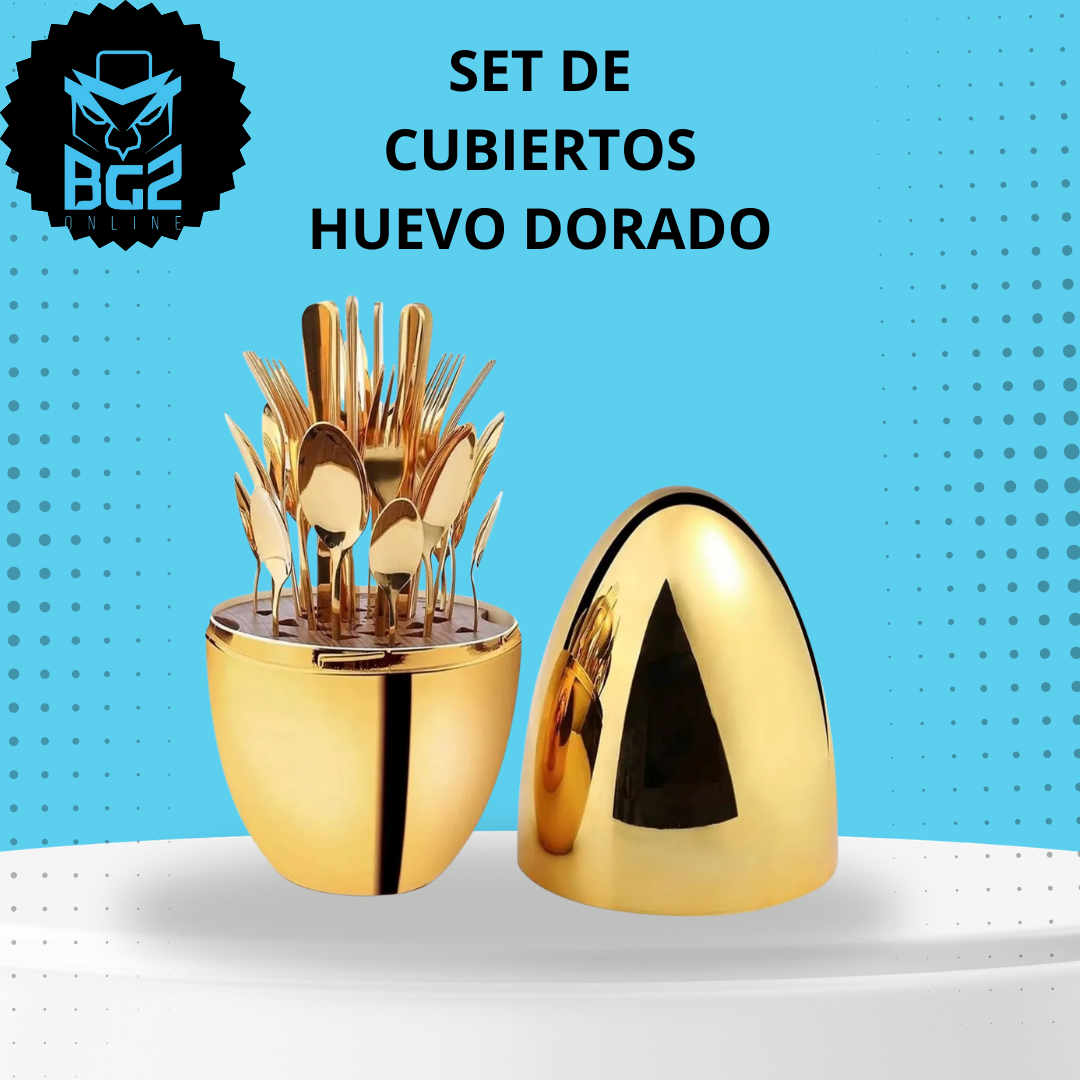 SET DE CUBIERTOS HUEVO DORADO